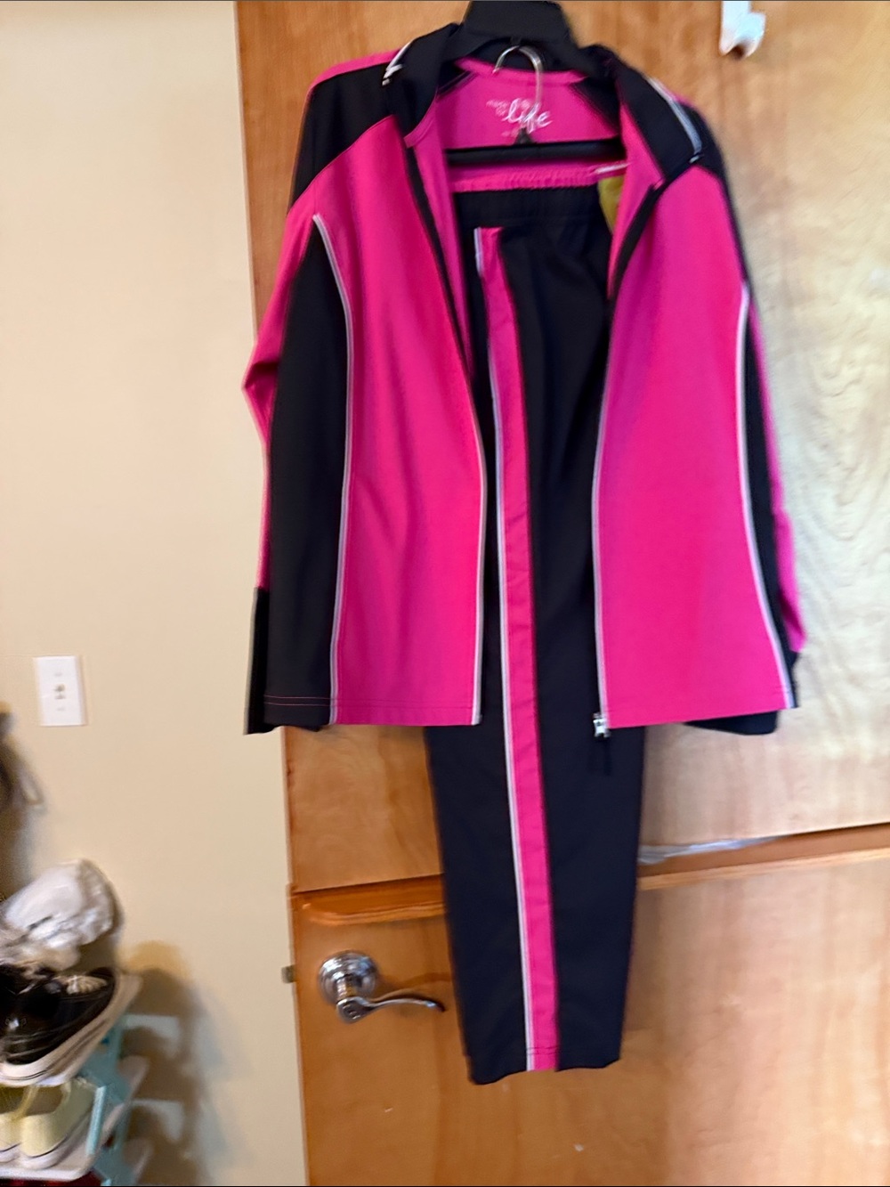 Essentials Pink and Black Varsity Jacket Set